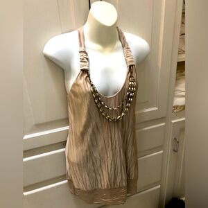 SEXY Tank Top! Great for a night out! Very elegant yet Fun too! Soft satin Gold